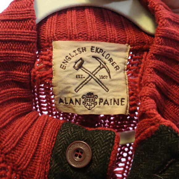 Alan Paine English Explorer Wool Cable Knit Sweater Red 58 - Picture 3 of 4
